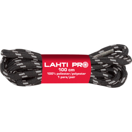 Skosnören runda svart-grå l904022p, 10 par, 120cm, Lahti