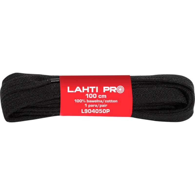 Skosnören platt. 100% bomull. svart. l904050p, 10 par, 100 cm, Lahti.