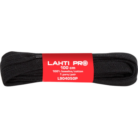 Platta skosnören. 100% bomull. Svart. L904052P, 10 par, 120 cm, Lahti.