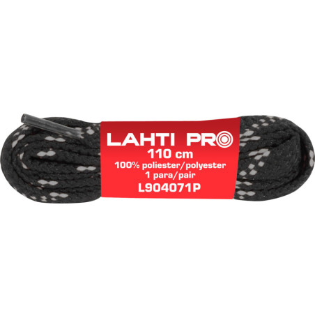 Skosnören platt. svart-grå. l904081p, 10 par, 110cm, Lahti