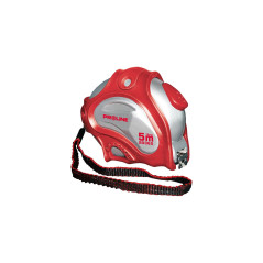 Måttband 5m/19mm, dubbelsidigt, vit med magnetiskt nylonfodral, stopp, Proline.