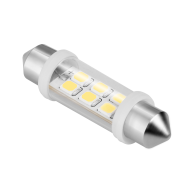 Zarówka samochodowa LED 12V 10*40, 6xSMD  Sv8.5,  biała