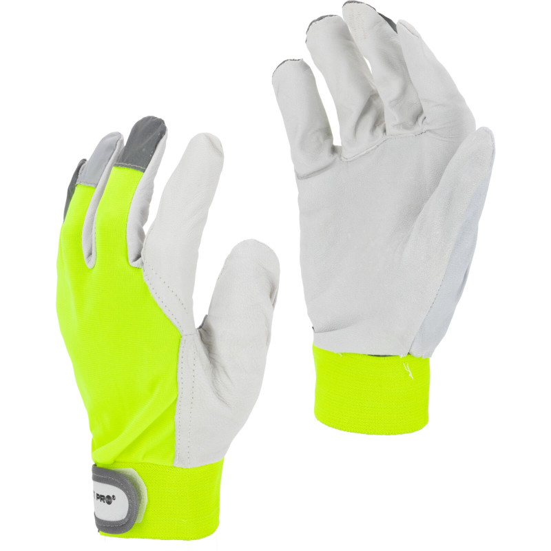 Handskar av getskinn. Gula l272311p, kort, '11', ce, Lahti.