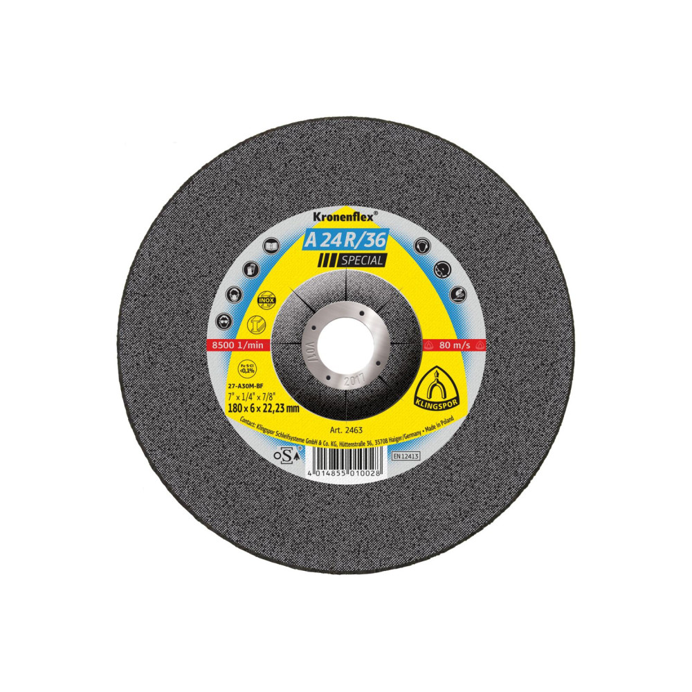 Slipmaskinsskiva - st.kw.a24r/36 125*6,0*22 st.1 [2830]