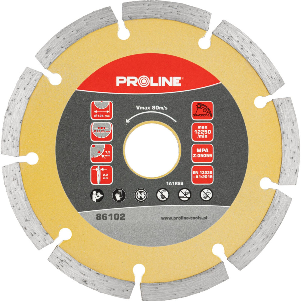 Tarcza diamentowa segment.(mat.bud)125*2.2*7.5*22.23 proline