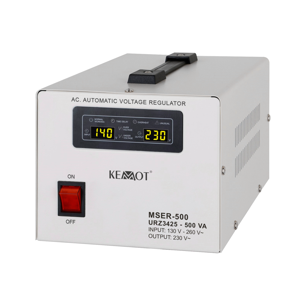 Automatisk spänningsstabilisator KEMOT MSER-500 (500 VA, servomotor)