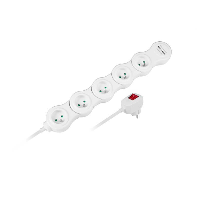 Nätadapter (snake) Rebel, 5 uttag, 1,5m sladd