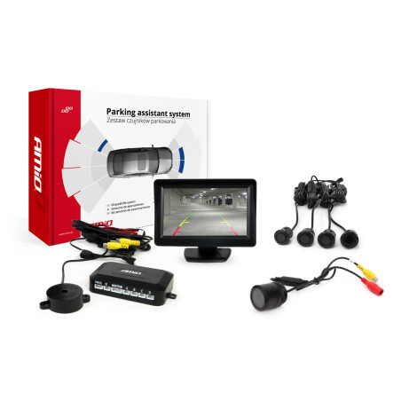 Parkeringssensorset TFT01 4,3' med kamera HD-301-IR 4 svarta sensorer 'gold'