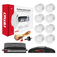 Parksensorpaket för backning med 8 LED-sensorer vita amio-01601