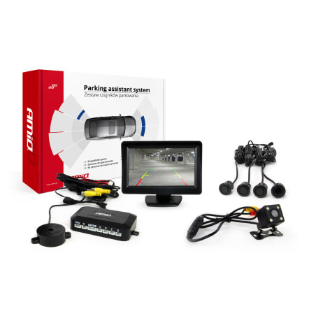 Parkeringssensorset TFT01 4,3" med HD-315-LED-kamera 4 svarta sensorer 'gold'