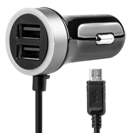 Bil laddare pch pro-01 microusb + 2x usb 2.4a 12v 24v amio-02056