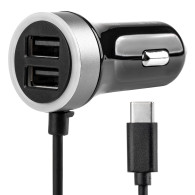Ładowarka samochodowa 12v 24v usb-c + 2x usb 2.4a pro-3 amio-02058