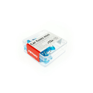 Säkringar för bilar, platt mini set 50 st. 15A amio-02220