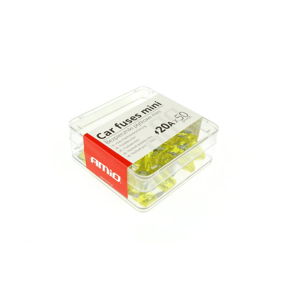 Säkringar för bilar, platt mini set 50 st. 20A amio-02221 Säkringar för bilar, platt mini set 50 st. 20A amio-02221