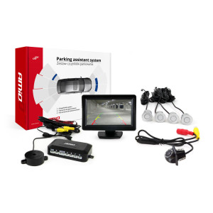 Parksensorset TFT01 4,3' med kamera HD-305 LED 4 silvera sensorer
