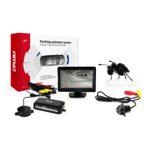 Zestaw czujników parkowania tft01 4,3' z kamerą hd-305 led 4 sensory białe