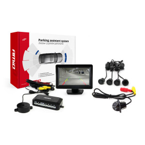Parkeringssensorset TFT01 4,3' med HD-305 kamera LED 4 svarta sensorer 'gold'