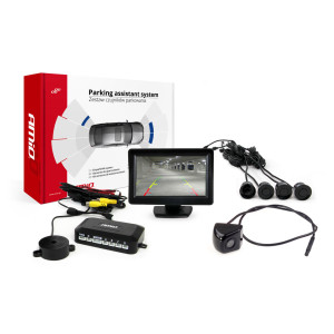 Parkeringssensorset TFT01 4,3' med kamera HD-310 4 svarta sensorer