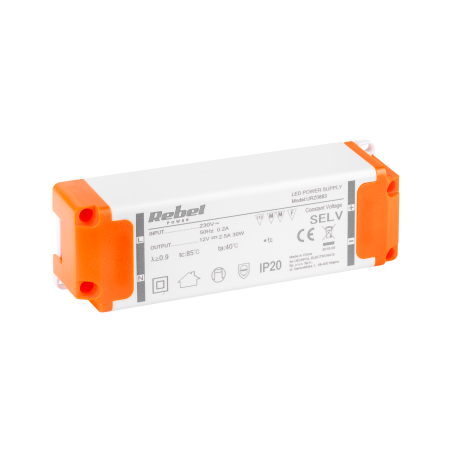 Nätaggregatet REBEL för LED-strip 12V 2,5A (YSL36-1202500) 30 watt max.