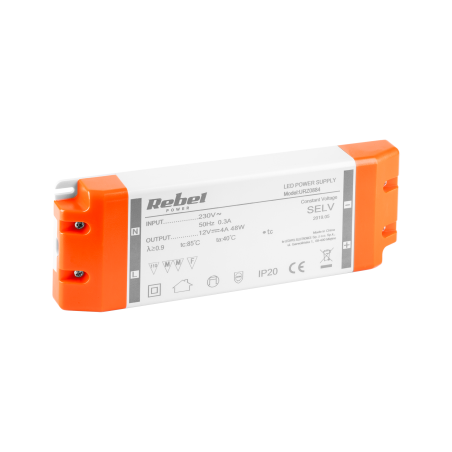 Nätaggregat REBEL för LED-ljusslingor 12V 4A (YSL60-1204000) 48 watt max.