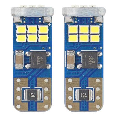 LED-lampor Canbus 18 SMD ultraljusa 2016 T10E W5W vita 12V 24V AMIO-01292