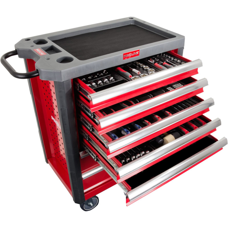 Verktygsskåp med 7 lådor och 211-delars utrustning Proline.
