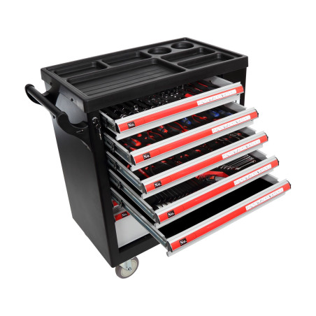 Verktygsskåp med 7 lådor, 79x49x101 cm med 211 delar, Proline.