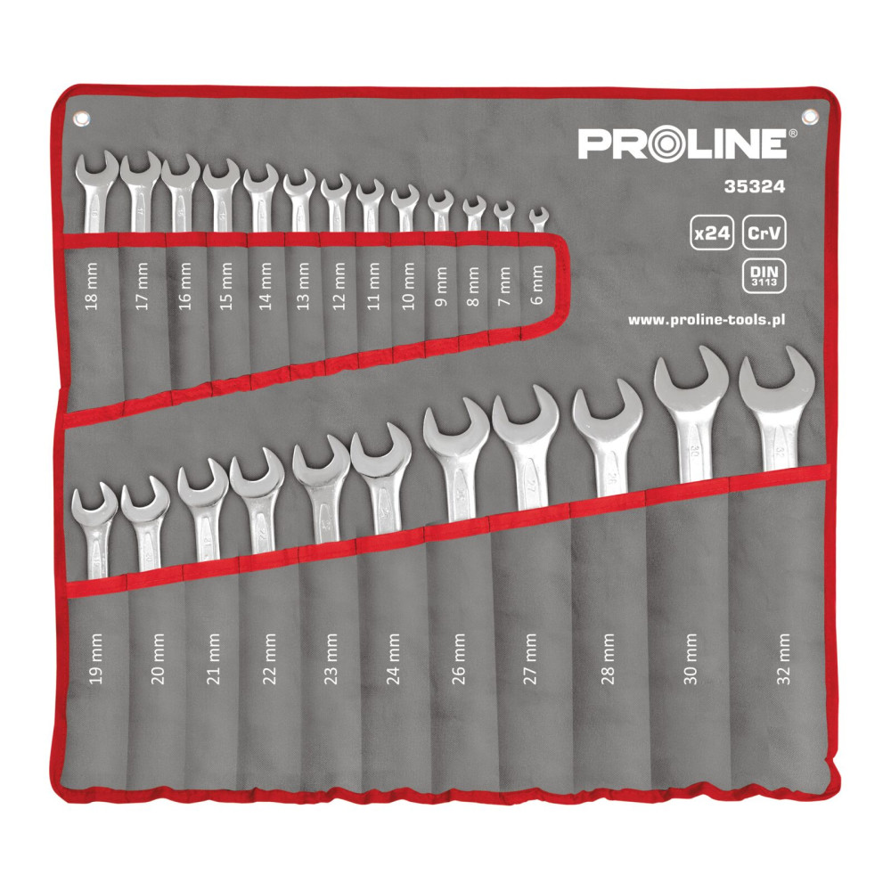 Klucze oczkowo-płaskie szt.24 (6-32mm), din 3113, cv,proline