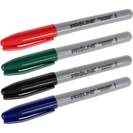 Markör permanent 'rund', 4 färger, proline