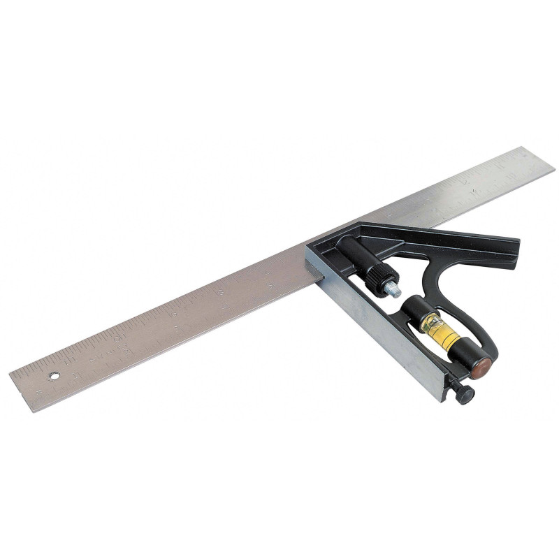 Universell vinkelhake 300mm/12", metallkropp med vattenpass Universell vinkelhake 300mm/12", metallkropp med vattenpass