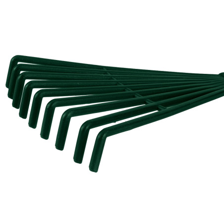 Ett set med 4 handverktyg i plast (räfsor, klor, spade, hacka/klor)