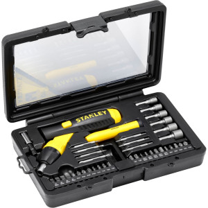 Skruvmejsel med bits, led, räcknyckel, set med 38 delar.