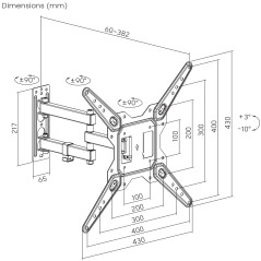 Fäste för TV eller monitor från Maclean, universell, max VESA 400x400, 23-55 tum, 30 kg, svart, MC-701N. | HandlaSmidigt.se