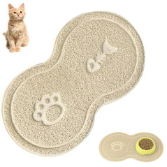 DA152B Matta under skålen för hund katt beige