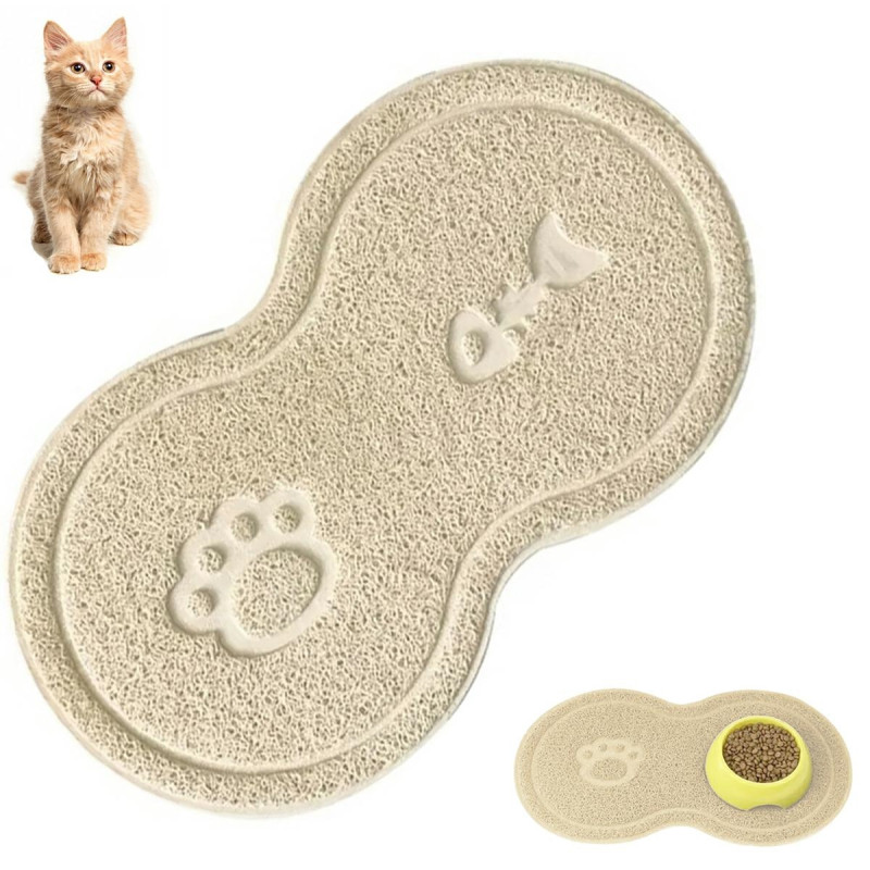 DA152B Matta under skålen för hund katt beige