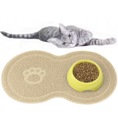DA152B Matta under skålen för hund katt beige