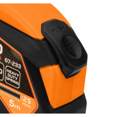 Måttband av stål 5 m x 25 mm, självlåsande, stoppknapp, magnet | HandlaSmidigt.se