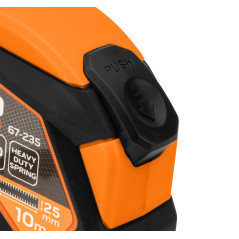 Måttband av stål 10 m x 25 mm, självlåsande, stoppknapp, magnet | HandlaSmidigt.se