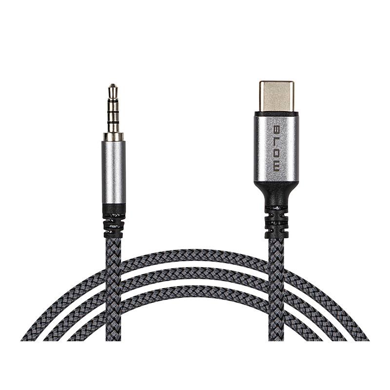 66-166- USB-C-anslutning - 3,5 mm jack 1,0m fläta