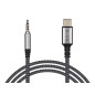 66-166- USB-C-anslutning - 3,5 mm jack 1,0m fläta