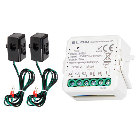 72-095- Intelligent tvåvägs energimätare med dubbla kanaler och wifi tuya