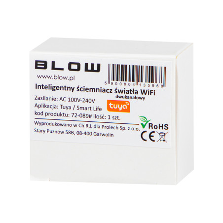 72-089- Intelligent ljusdämpare tvåkanalig wifi-switch
