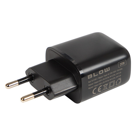 76-019- Nätadapter USB + USB-C QC 20W