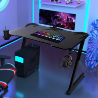 Svart stort NanoRS gamingbord, max 150 kg, höjd 750 mm, 110x60x1,5 cm, mugg- och hörlurshållare, RS345.