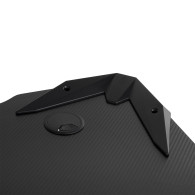 Svart stort NanoRS gamingbord, max 150 kg, höjd 750 mm, 110x60x1,5 cm, mugg- och hörlurshållare, RS345.