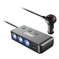 Förgrenare splitter T-koppling tändare + voltmeter laddare usb usb-c 12v 24v amio-03781
