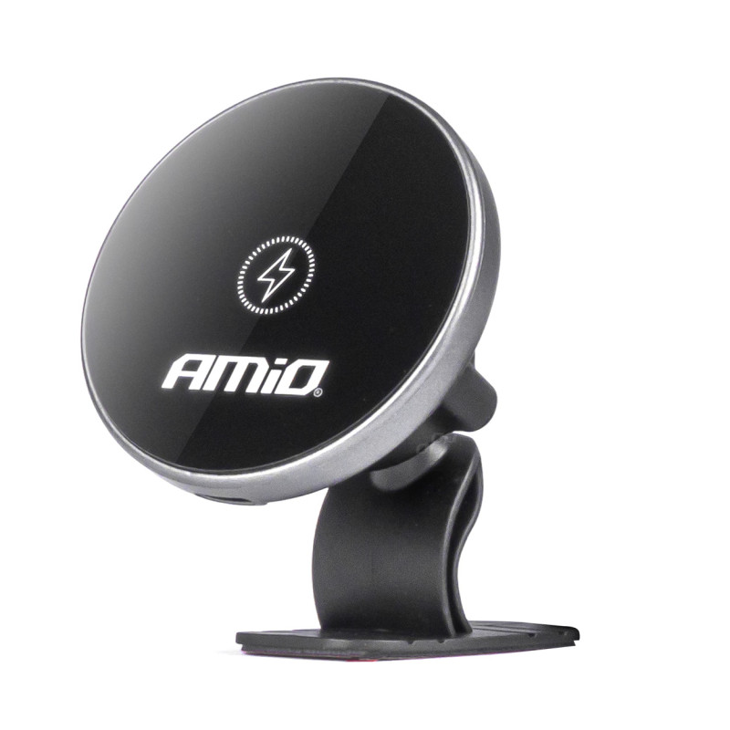 Bilhållare för bil med trådlös laddning för telefon på instrumentbrädan, 15W, amio-03774.