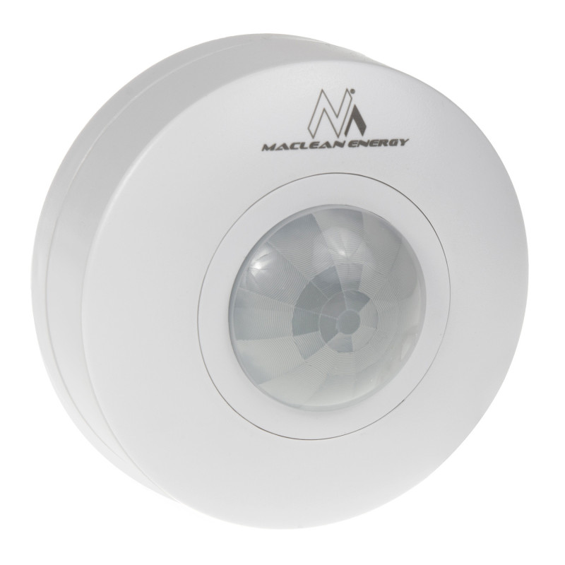 Rörelsedetektor PIR Maclean, räckvidd 6m, takmonterad, max belastning 1200W, IP20, MCE314 W