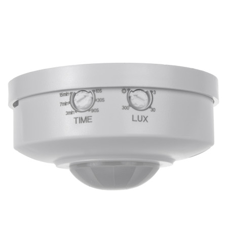 Rörelsedetektor PIR Maclean, räckvidd 6m, takmonterad, max belastning 1200W, IP20, MCE314 W