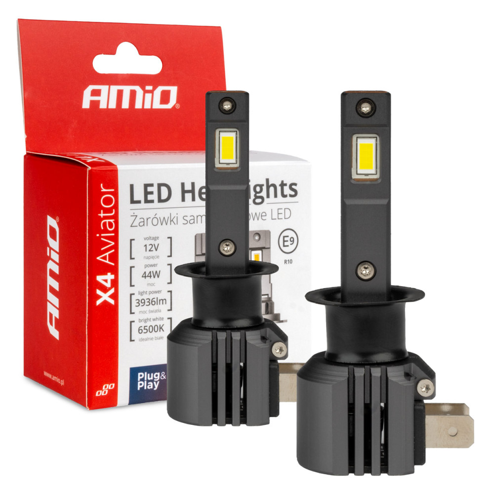 Żarówki samochodowe led seria x4 aviator h1 6500k canbus amio-03761